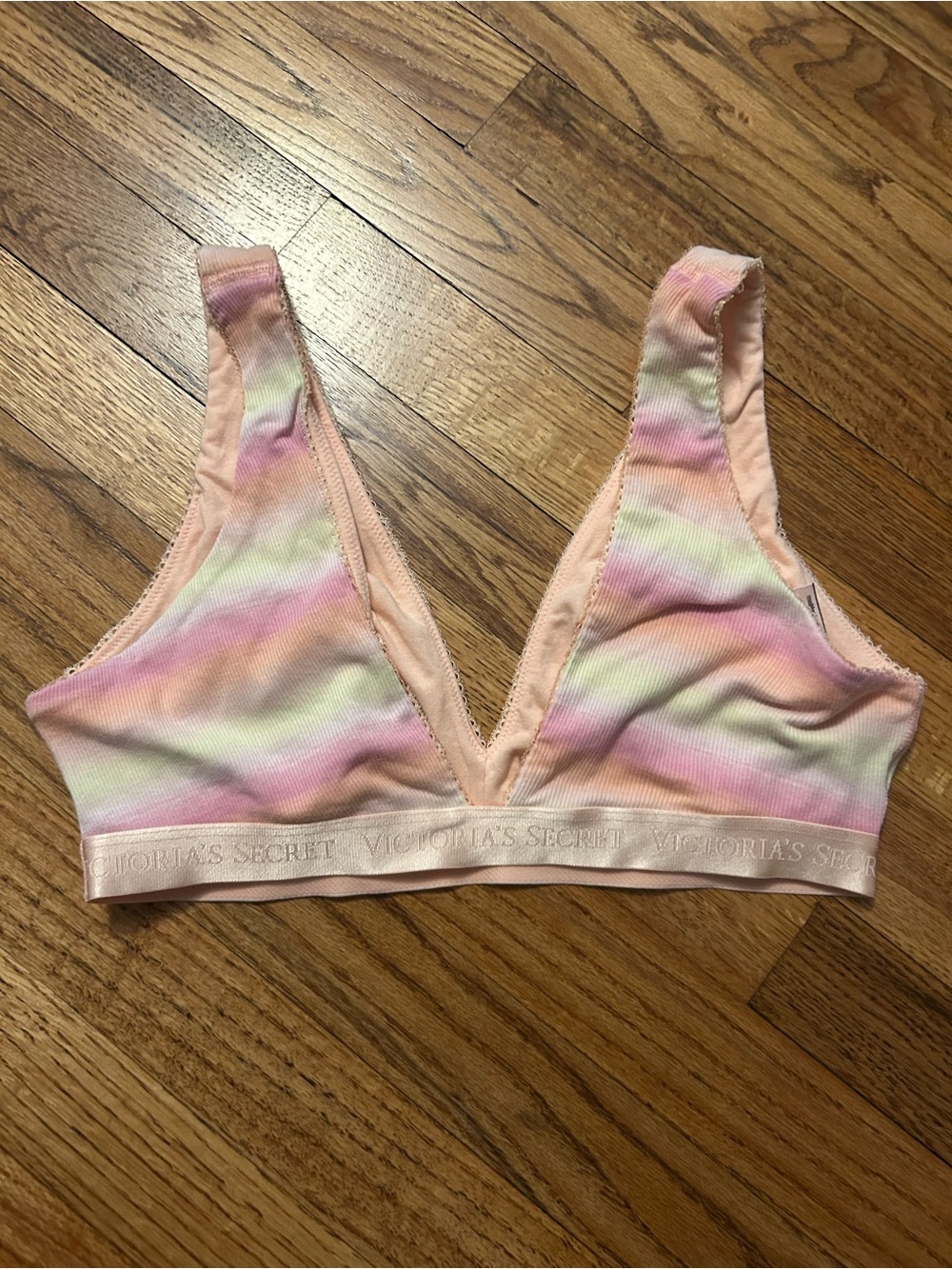 Victoria's Secret Pastel Tie-Dye Ribbed Bralette - Pink, Orange & Yellow - Picture 2 of 10